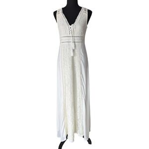 Altar'd State Ivory Crochet Lace Maxi Dress